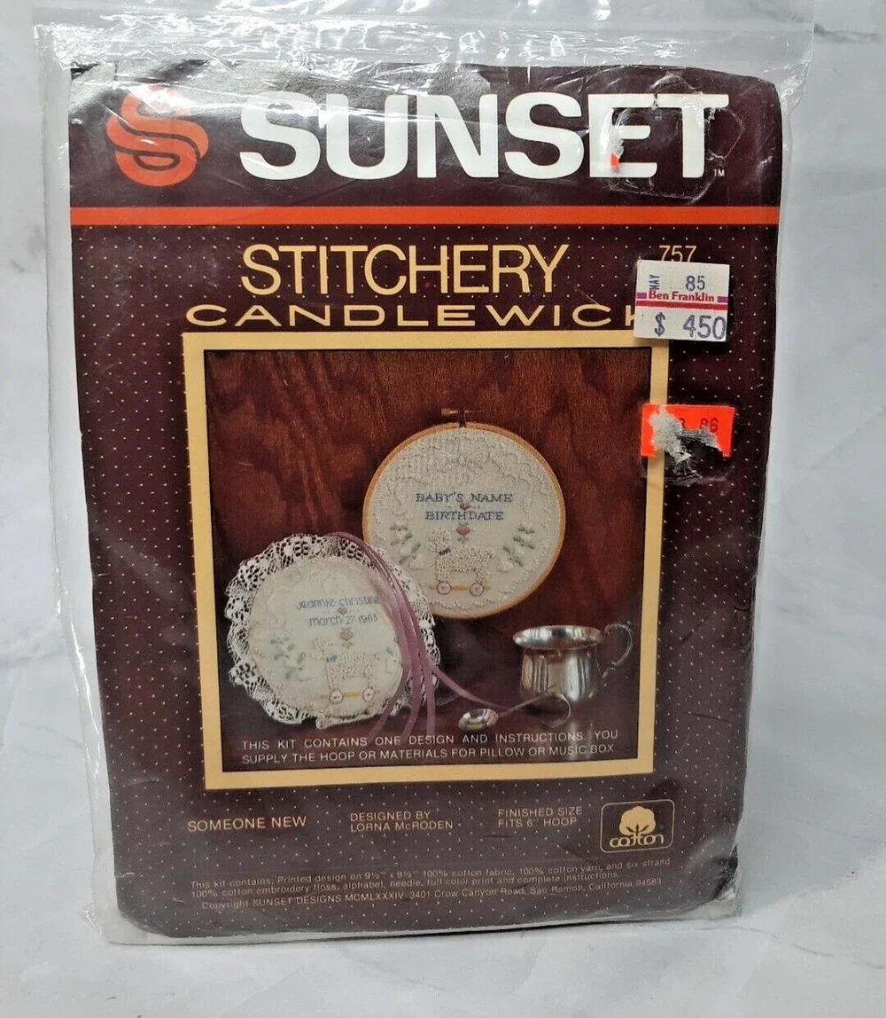 Sunset Designs Stichery Candlewick Kit Someone New Birth Record